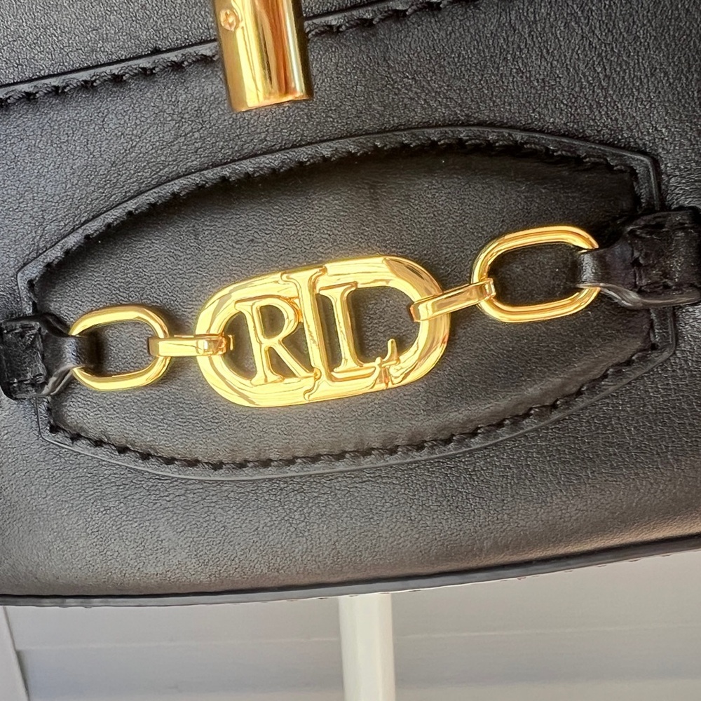 Ralph Lauren Lauren Black Andie Large Leather Drawstring Bucket Bag - Picture 3 of 8
